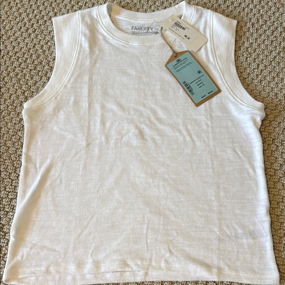 Faherty White Muscle Tee Classic Cotton Top